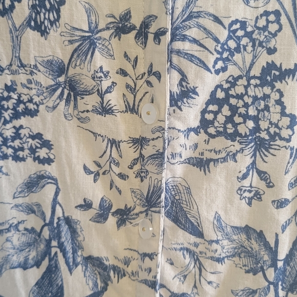 Nicole Miller Blue and White Botanical Button Down Dress Size Medium - Picture 2 of 6